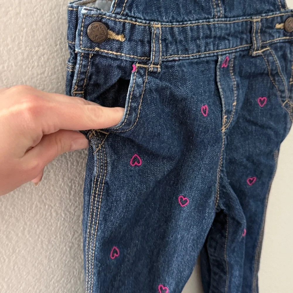 OshKosh B'gosh Kids Heart Denim Overalls -‎ Dark Blue 18 Months